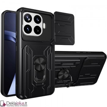 6in1 smūgiams atsparus dėklas su kortelių dėklu - juodas (Xiaomi 17T Pro)